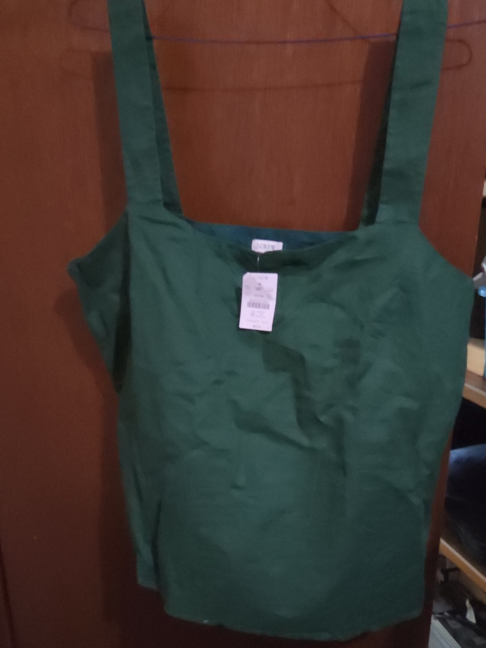 J. Crew Deep Green Square Neck Tank with Wide Straps